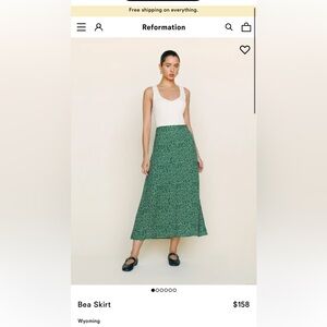 Reformation Green A-Line Skirt